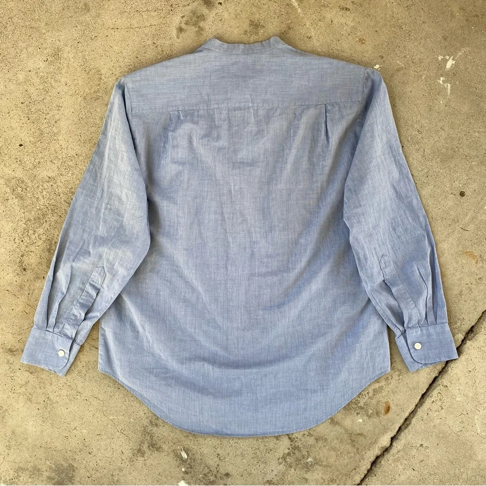 Vince Light Blue Button Down Shirt with Mandarin Collar - Picture 4 of 12
